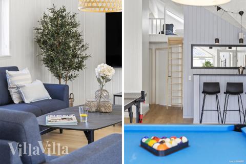 Aktivitetsrum i lyxstuga nr 822 med 12 sovrum och plats för 30 personer.