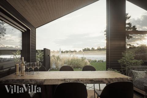 Stor terrass i lyxstuga nr 958 i Fyn och öar.