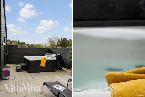 Njut av spabadets värme i lyxstuga nr 622 i Bornholm